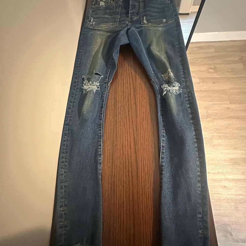 One Teaspoon Women’s Dark Blue Distressed Skinny Jeans